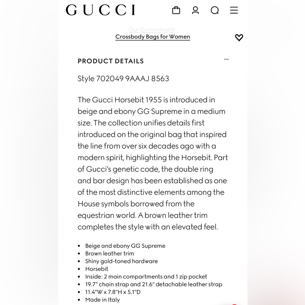 Gucci GG Supreme Monogram Calfskin Medium Horsebit 1955 Top Handle Bag - Picture 15 of 17